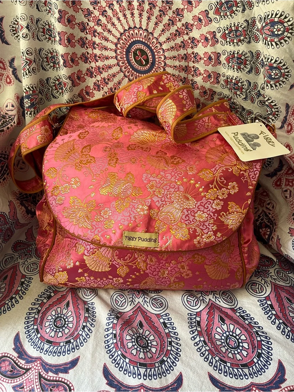 Gorgeous Pink Brocade Baby Bag
